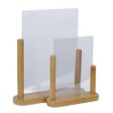 Porte-menu de table cadre bois coloris teck avec support transparent