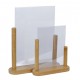 Porte-menu de table cadre bois coloris teck avec support transparent